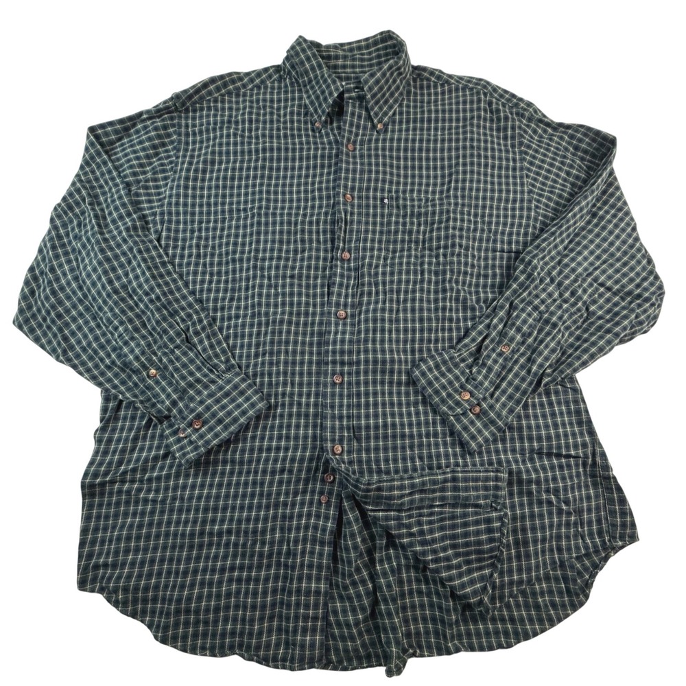 Brooks Brothers 346 Mens XL Green Cotton Button Down Flannel Long Sleeve Shirt